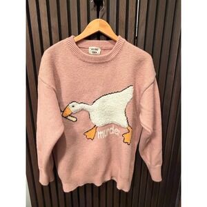Aelfric Eden Sweater Pink Murder Goose Knife Chenille Streetwear - Sz. L